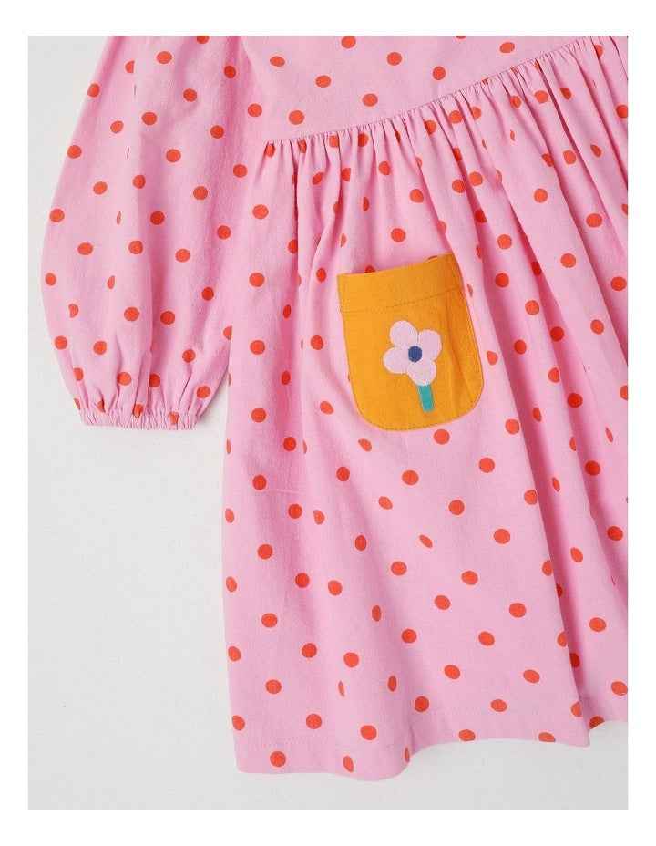 Anna Colourblocked Dress with Ric Rac Trim in Pink