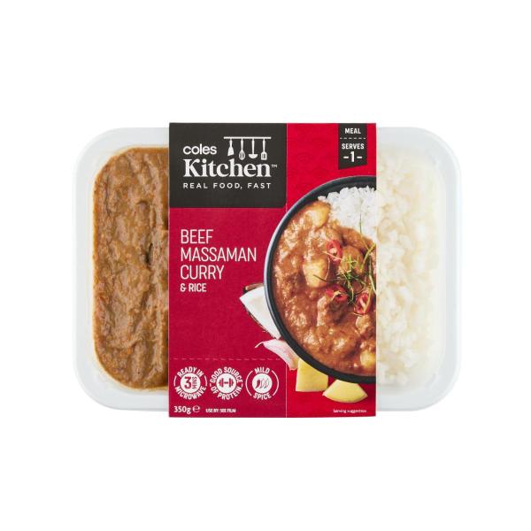COLES KITCHEN BEEF MASSAMAN CURRY & RICE