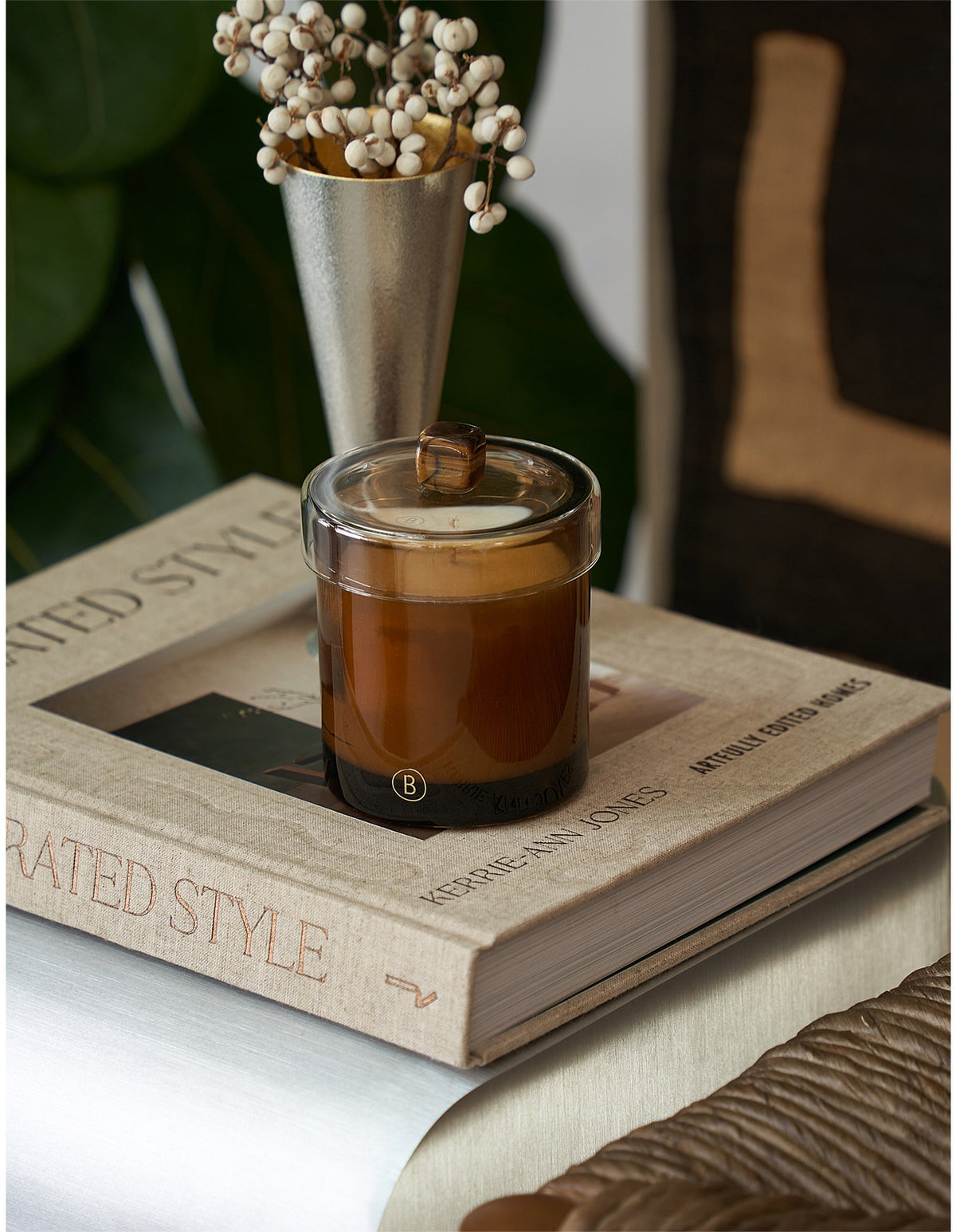 Glass Candle Lid Tiger Eye