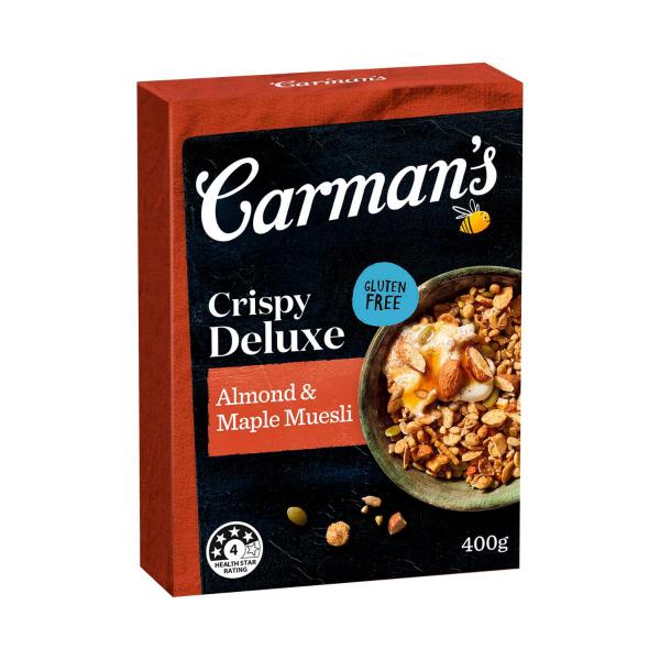 CARMAN'S DELUXE GLUTEN FREE ALMOND & MAPLE MUESLI 400G