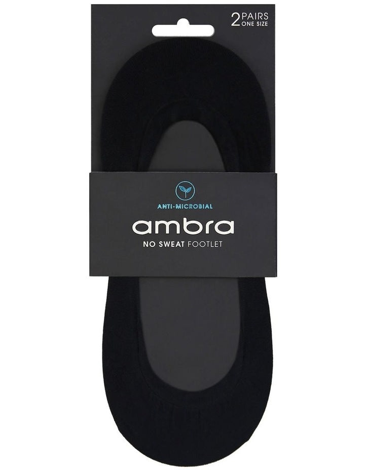 No Sweat Footlet Socks 2 Pack in Black