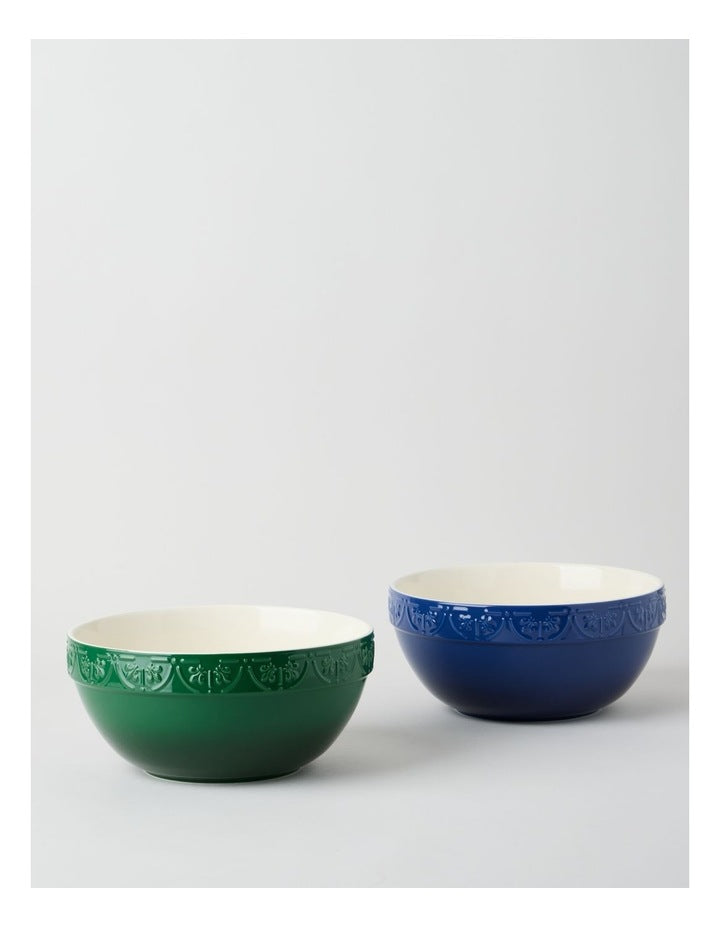 Fleur de Lis Mixing Bowl 26cm Green