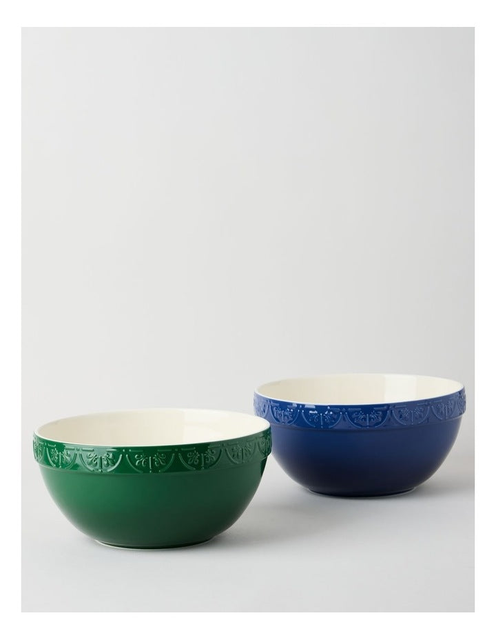 Fluer De Lis Mixing Bowl 29cm Green