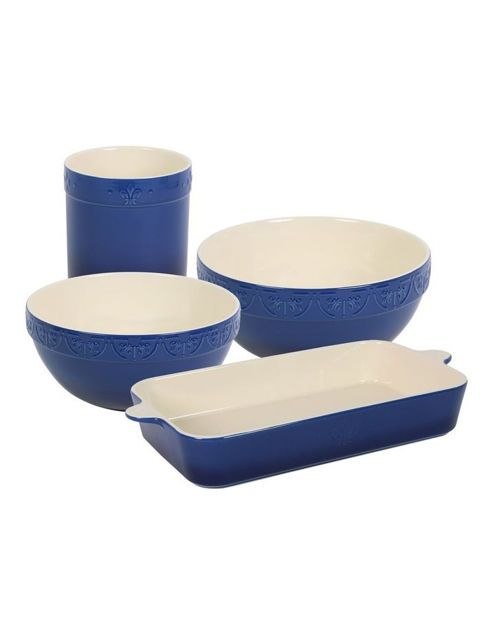 Fleur de Lis Utensil Holder Blue