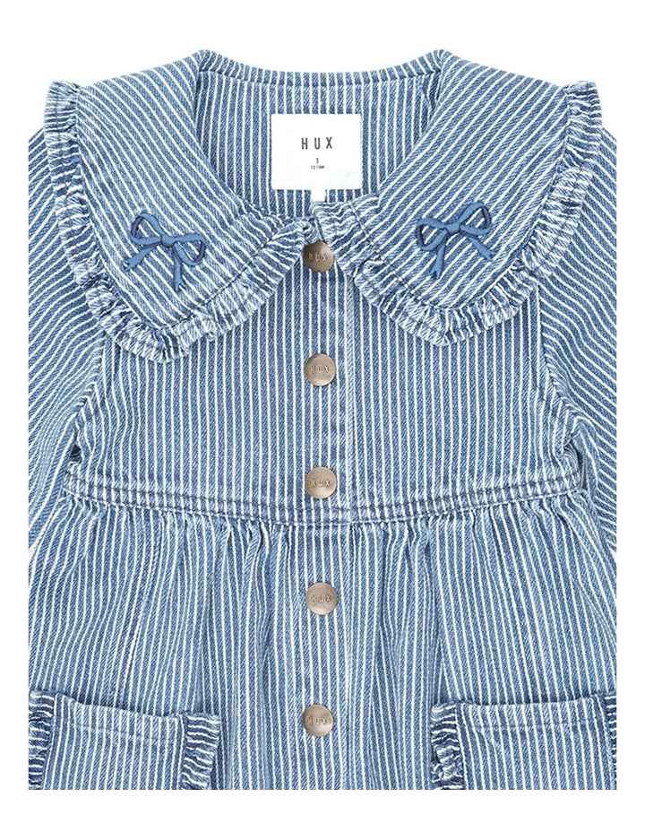 Vintage Bow Collar Denim Dress in Blue