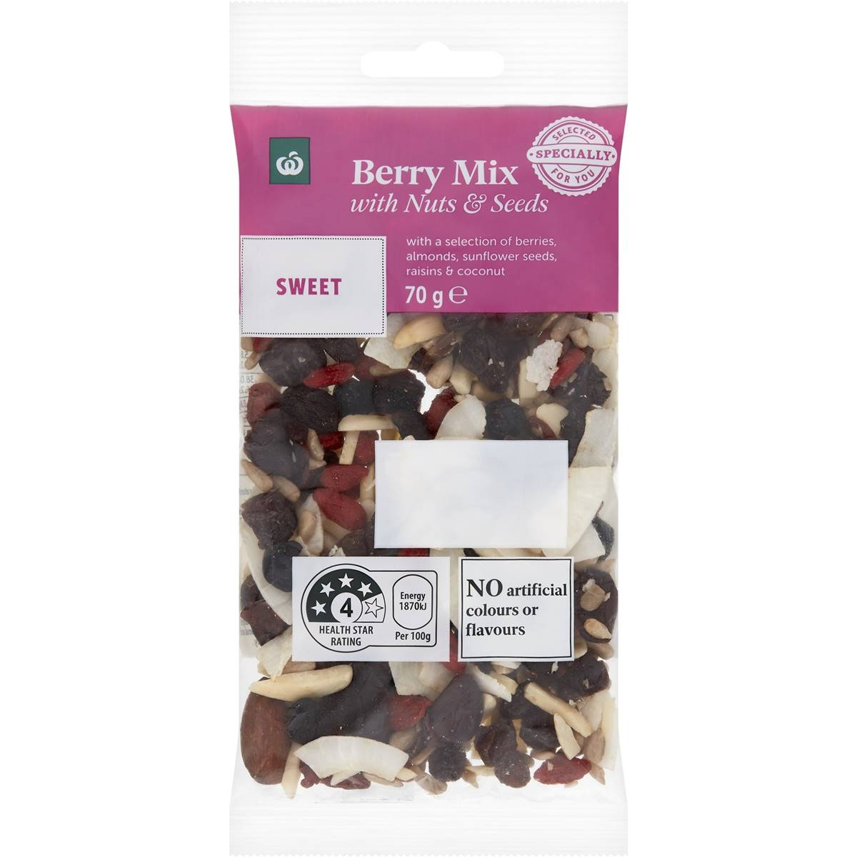 Woolworths Berry Mix With Nuts & Seeds Sweet 70g