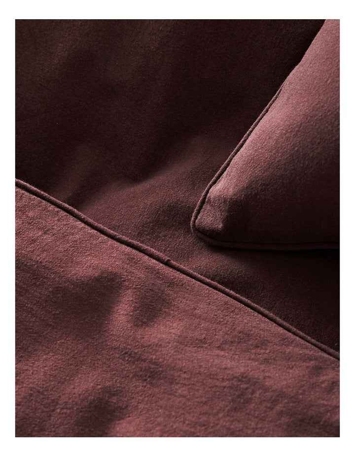 Stonewashed Cotton Quilt Cover Set in Bitter Chocolate