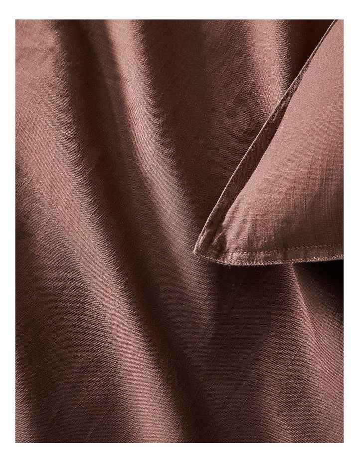 Sandy Cape Washed Belgian Linen Quilt Cover Set in Pecan