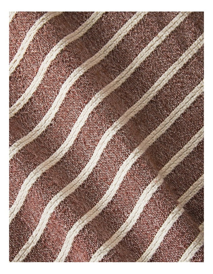Hinterland Cotton Linen Quilt Cover Set in Mahogany Stripe