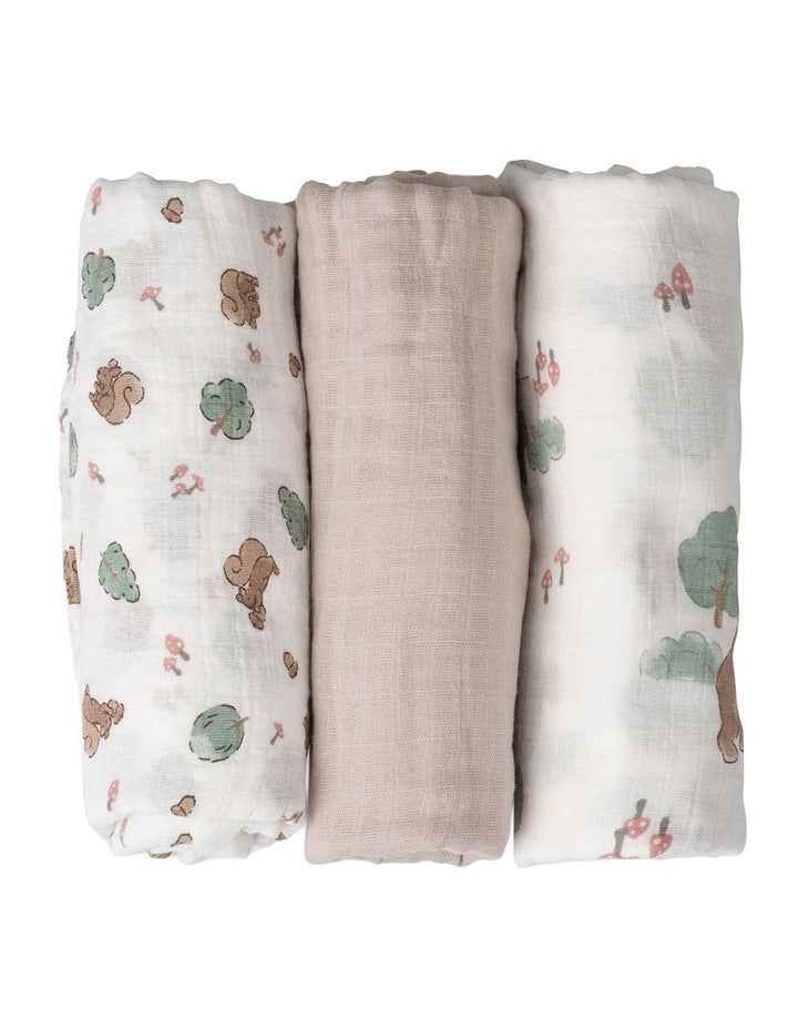 Muslin Wraps Pack of 3 in Bushland Bear