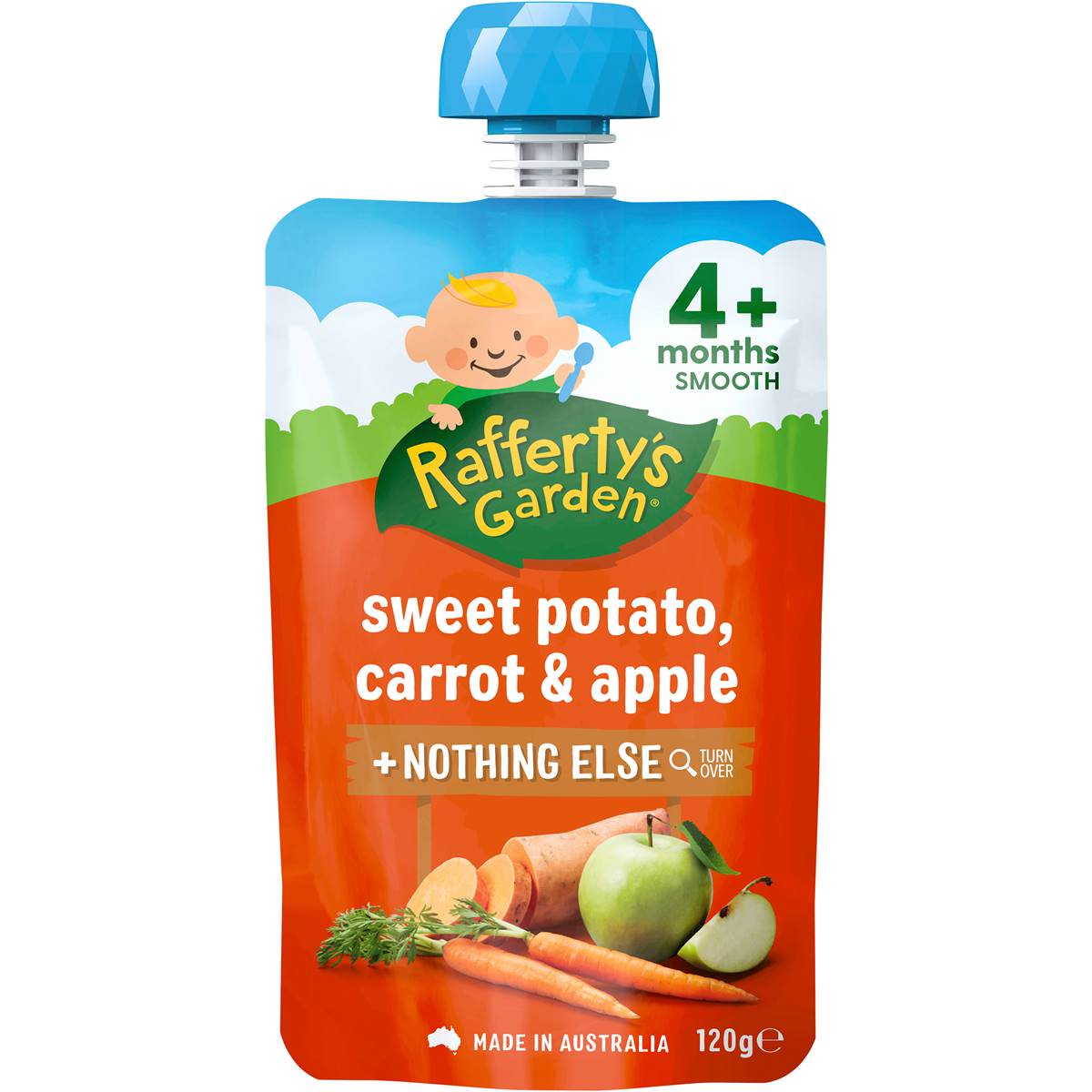 Rafferty's Garden Baby Food Pouch Sweet Potato, Carrot & Apple 4+ Months 120g