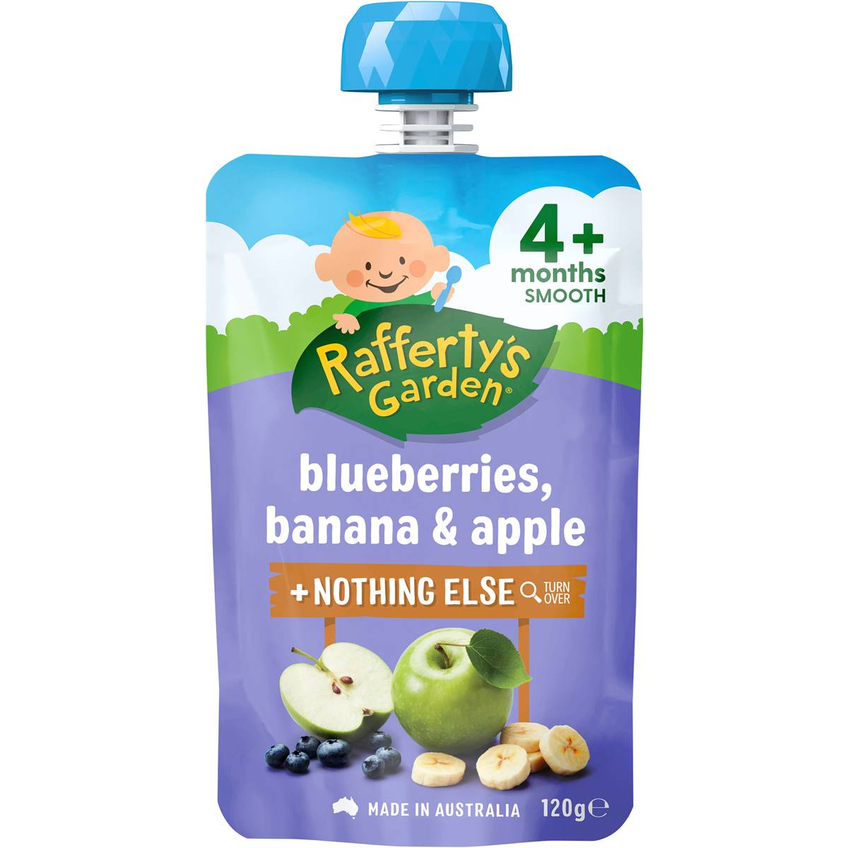 Rafferty's Garden Baby Food Pouch Blueberries, Banana & Apple 4+ Months 120g
