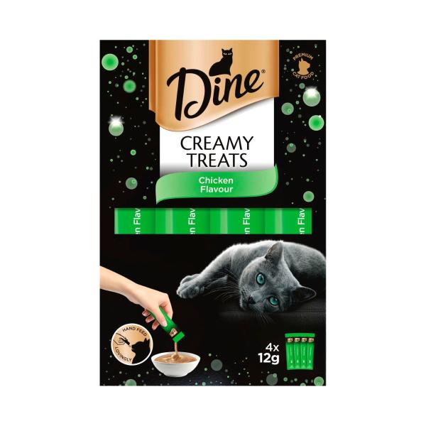 DINE CREAMY TREATS CAT FOOD 4X12G:CHICKEN:.:48 GRAM