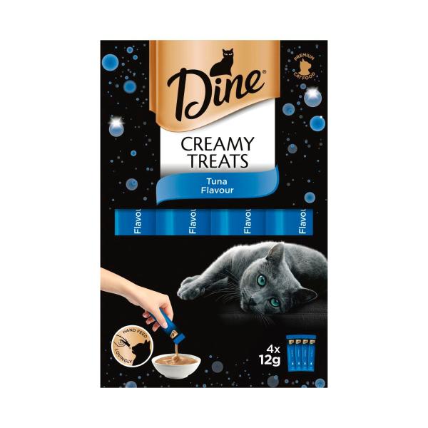 DINE CREAMY TREATS TUNA FLAVOUR CAT TREATS 4X12G SACHETS