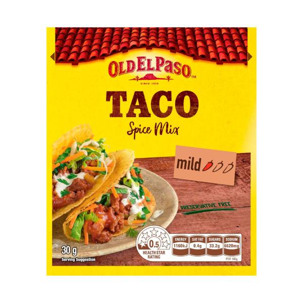 OLD EL PASO SPICE MIX FOR TACOS MILD 30G