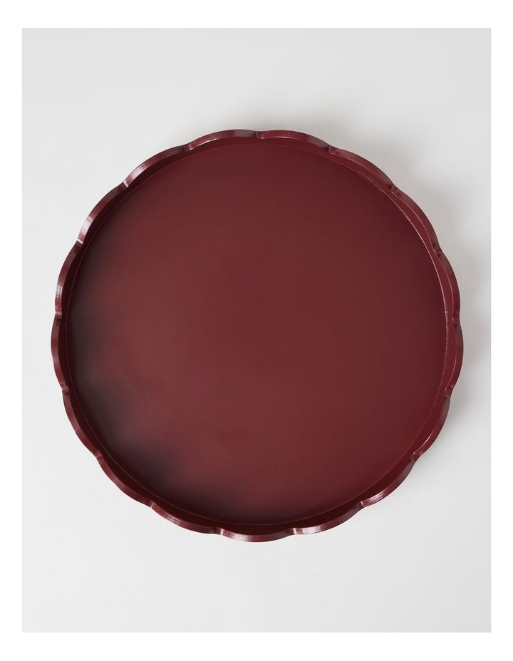 Cherry Coded Scalloped Tray in Red