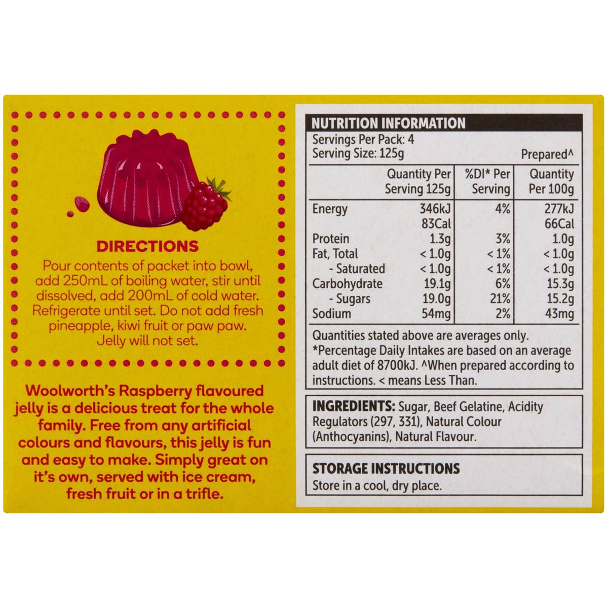 Woolworths Jelly Raspberry 85g