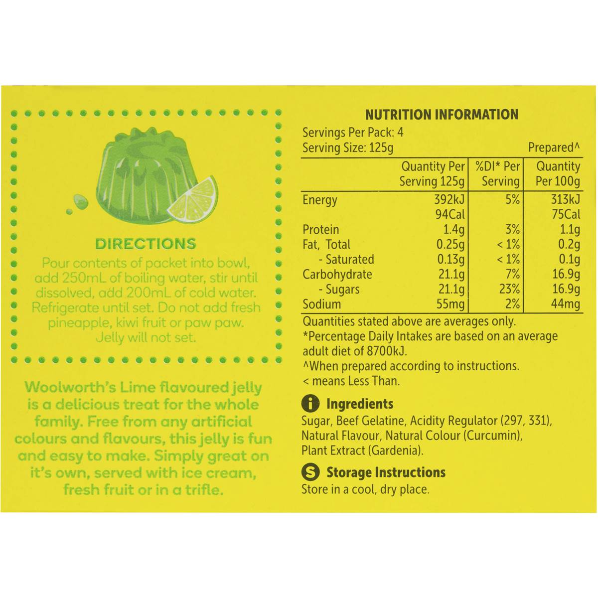 Woolworths Jelly Lime 85g