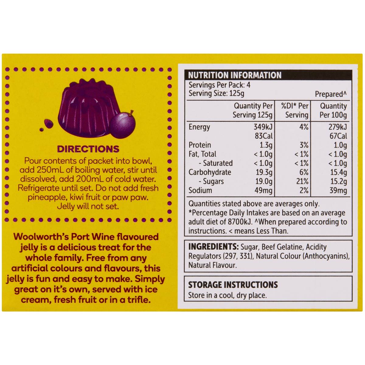 Woolworths Jelly Port Wine 85g