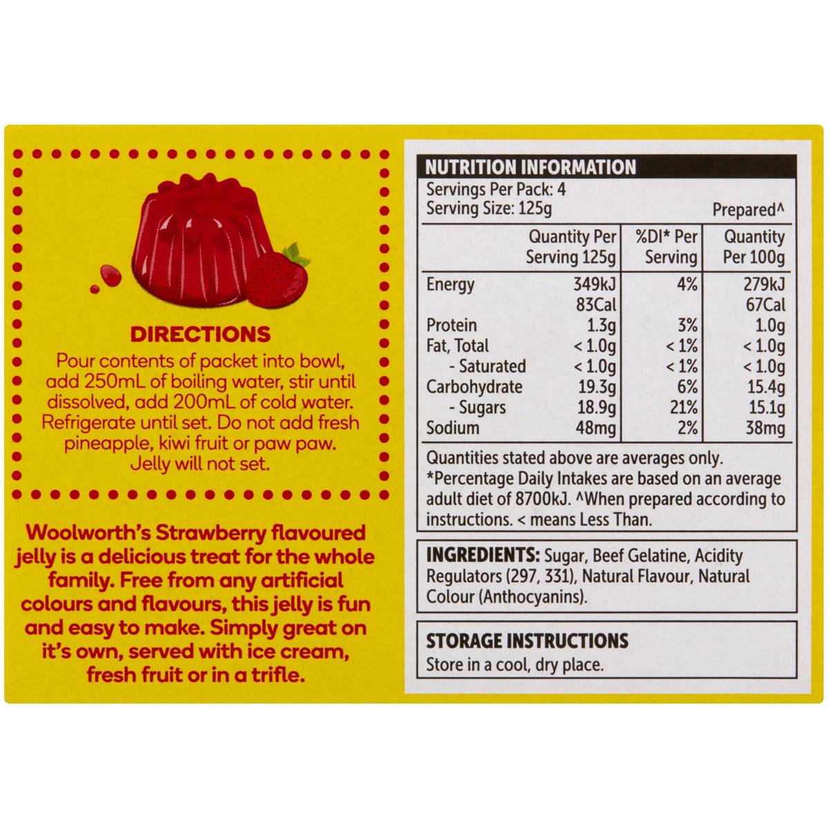 Woolworths Jelly Strawberry 85g