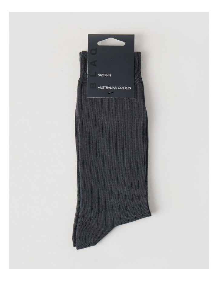 Australian Cotton Wide Rib Socks in Iron