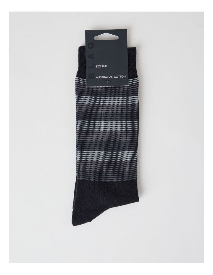 Australian Cotton Stripe Texture Socks in Black