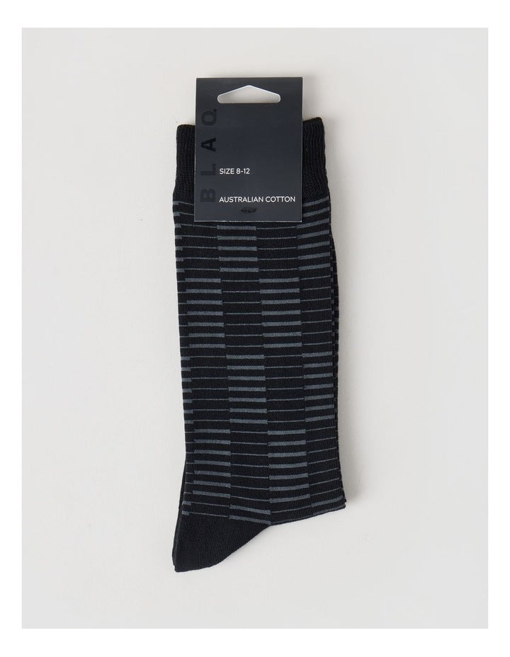 Australian Cotton Grid Socks in Black & Charcoal