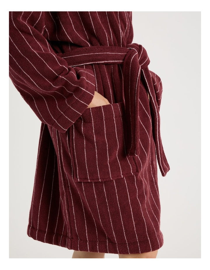 Pinstripe Bath Robe in Red Velvet