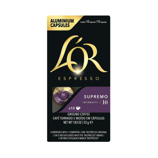 L'OR ESPRESSO SUPREMO INTENSITY 10 COFFEE CAPSULES NESPRESSO* COMPATIBLE 52G:.:10 PACK