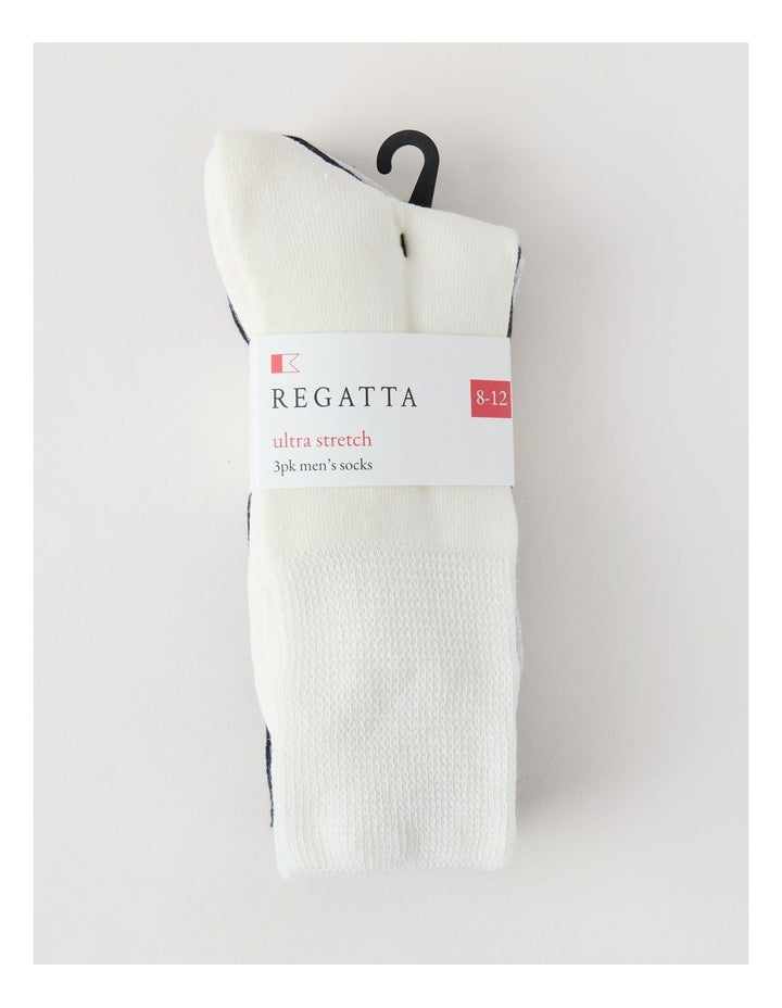 3 Pack Loose Top Crew Sports Socks in Ivory, Navy, and Grey