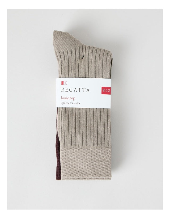 3 Pack Soft Top Rib Socks in Cobblestone, Forest, and Burgundy