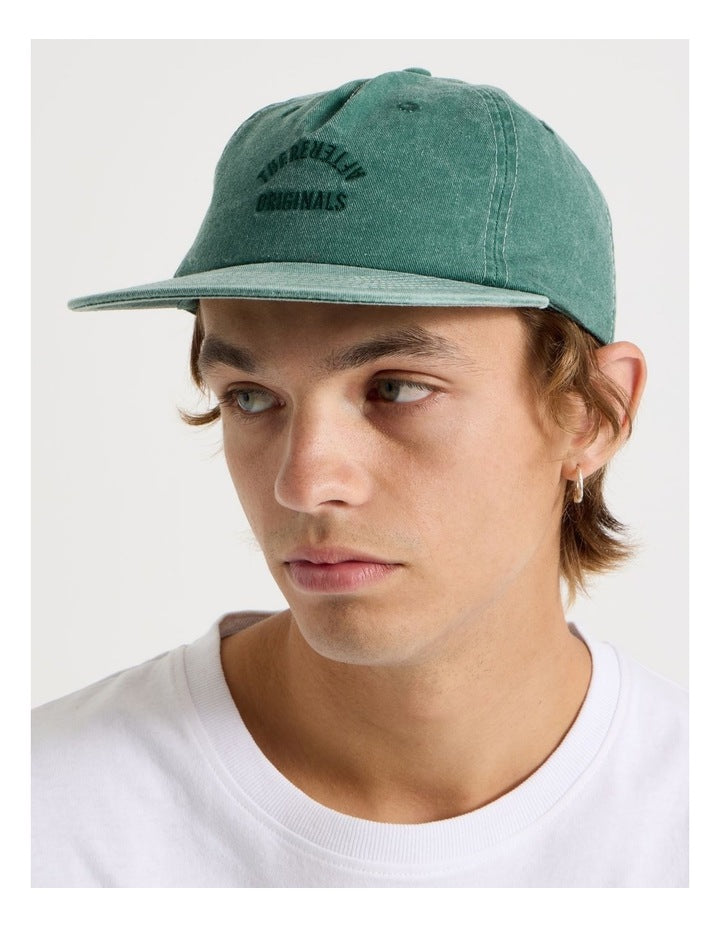 4 Panel Flat Brim Washed Cap Hat in Green