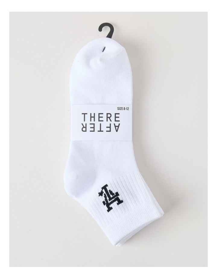 3 Pack Ankle Crew Logo Socks in White