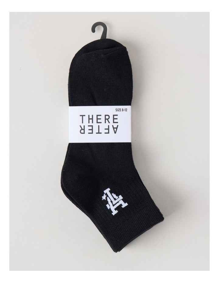 3 Pack Ankle Crew Logo Socks in Black