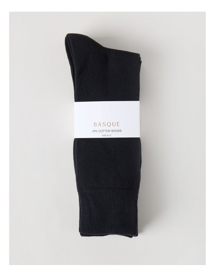 4 Pack Plain Socks in Black