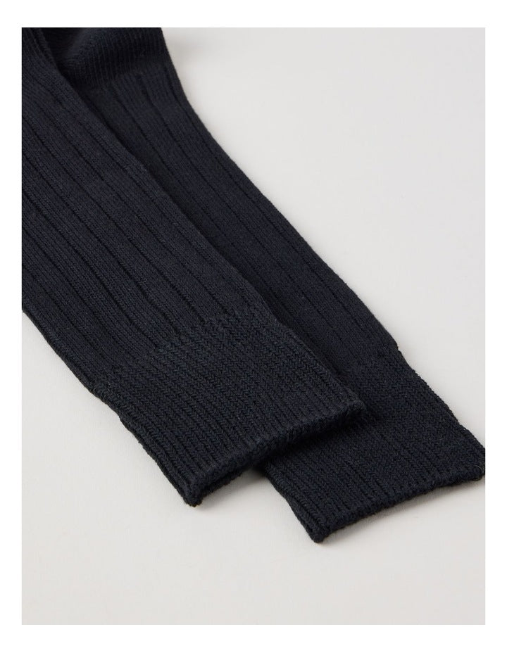 Winter Rib Cotton Socks in Black