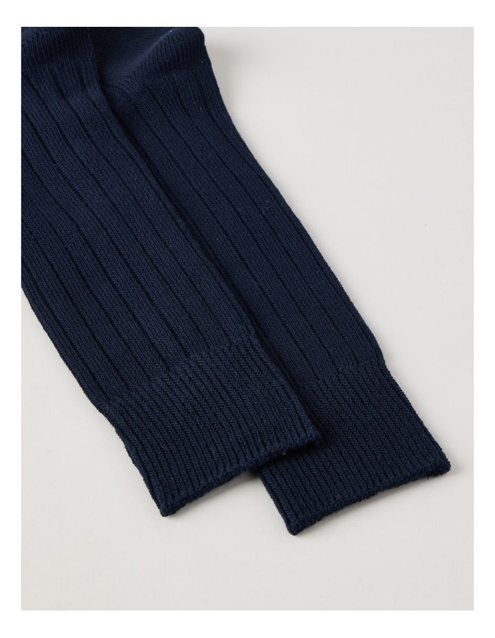Winter Rib Cotton Socks in Navy