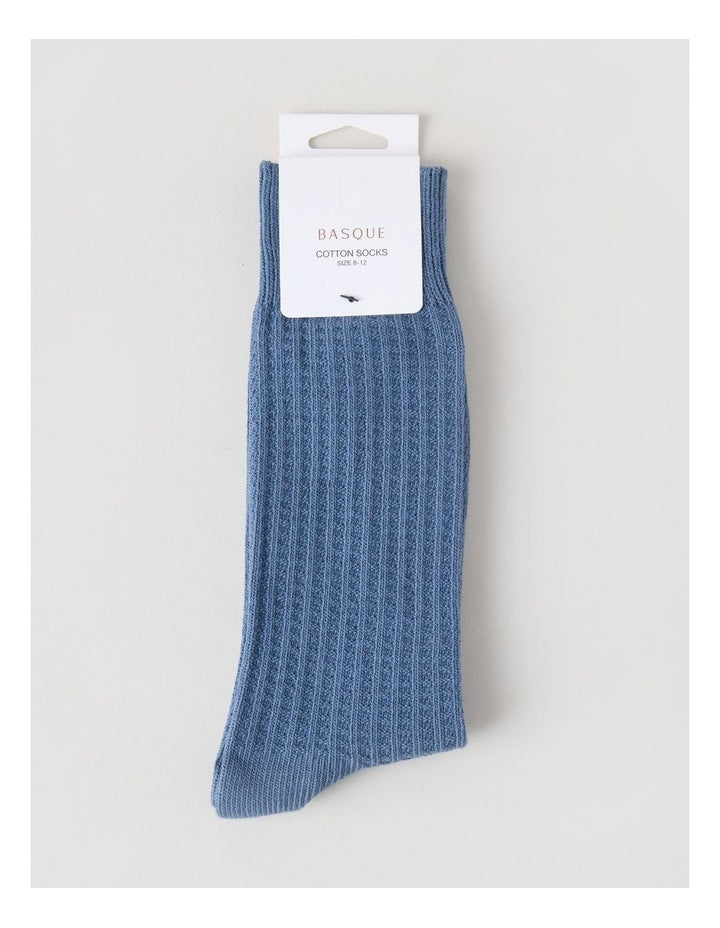 Waffle Cotton Socks in Blue Shadow