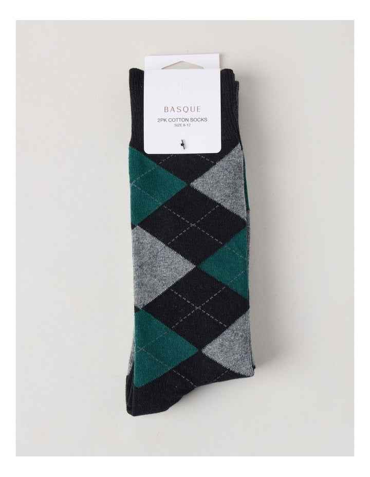 2 Pack Argyle Socks in Black & Green