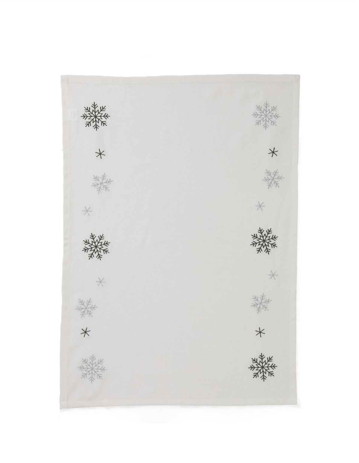 SNOWFLAKE SILVER LUREX EMMBROIDERED TEA TOWEL S/2
