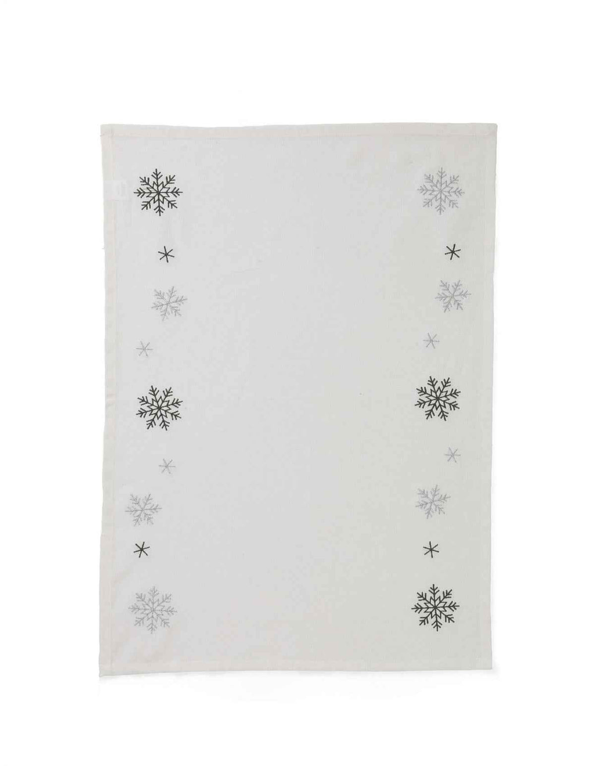 SNOWFLAKE SILVER LUREX EMMBROIDERED TEA TOWEL S/2