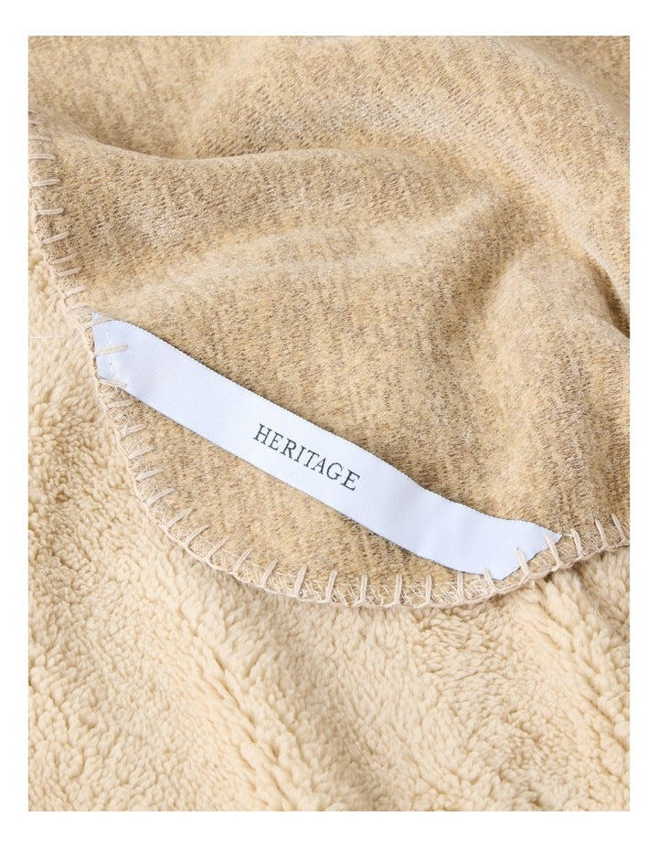 Chenille Sherpa Blanket in Natural
