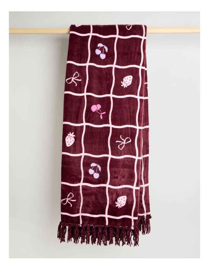 Chenille Blanket in Burgundy Multi