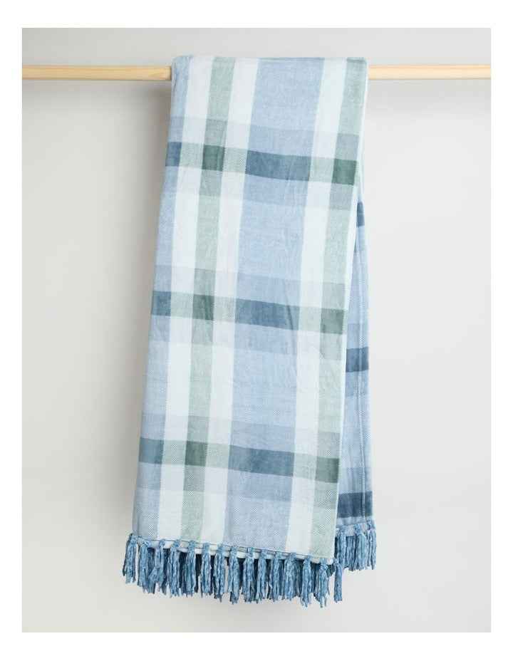 Chenille Blanket in Blue Check