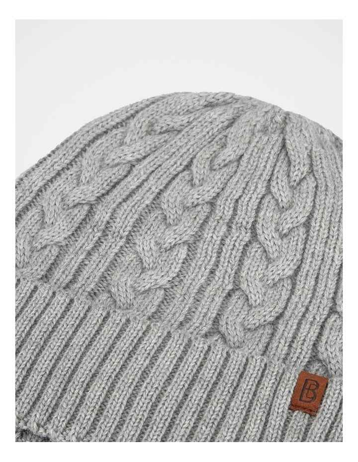 Cable Knit Beanie Winter Accessory Grey