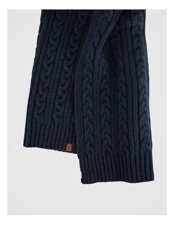 Cable Knit Scarf Winter Accessory Navy