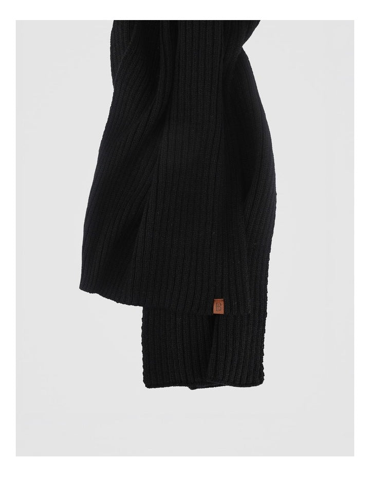 Double Rib Knit Scarf Winter Accessory Black