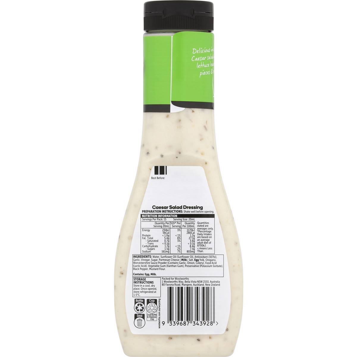 Woolworths Caesar Salad Dressing 300ml