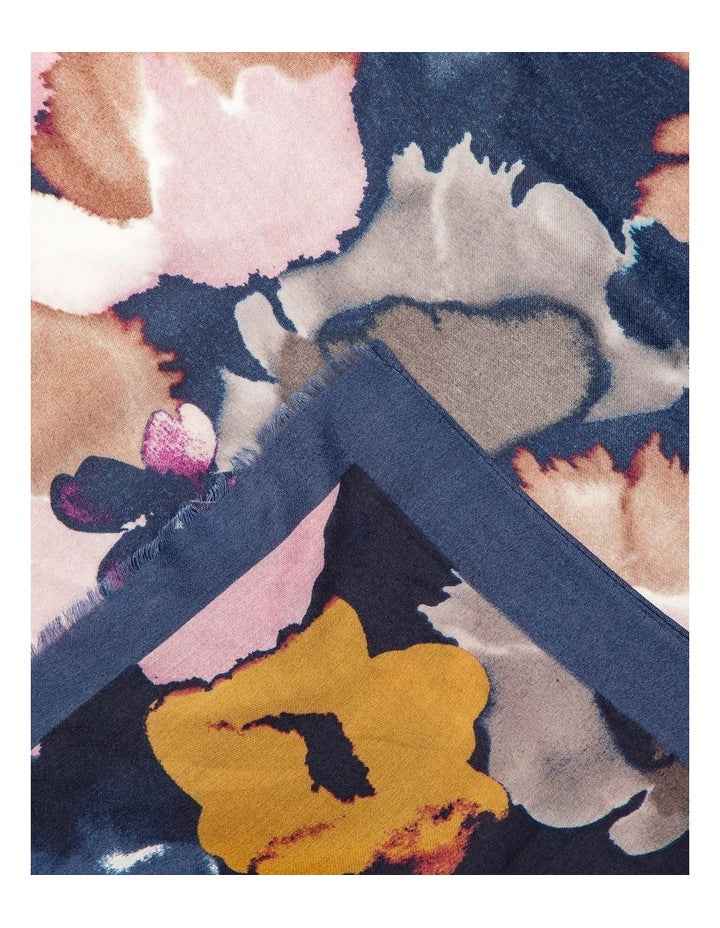 Abstract Floral Print Scarf in Blue