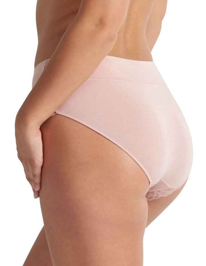 Comfort Band Lace Trim Mid Rise Brief in Pink
